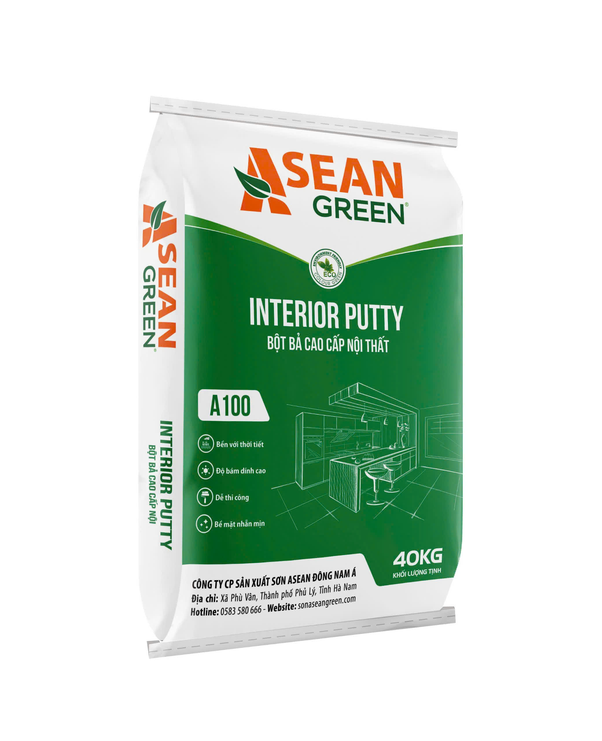 BỘT TRÉT TƯỜNG NỘI – NGOẠI THẤT ASEAN GREEN A100 & A200