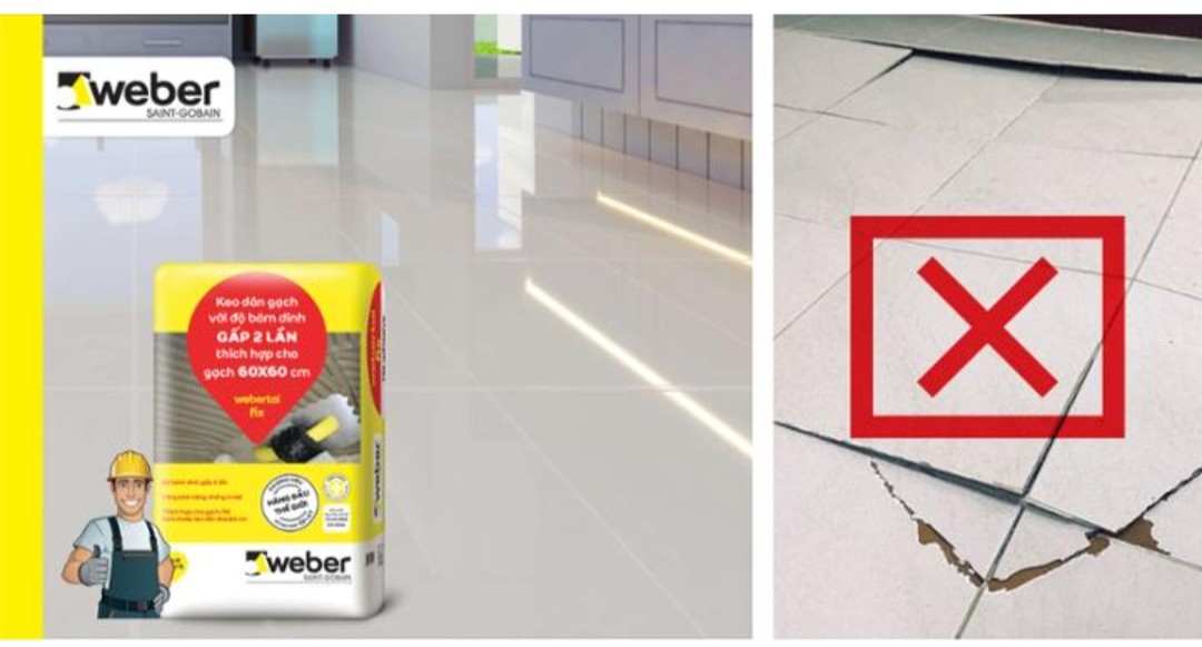 Keo dán gạch Weber Tai Fix trắng với độ bám dính GẤP 2 LẦN