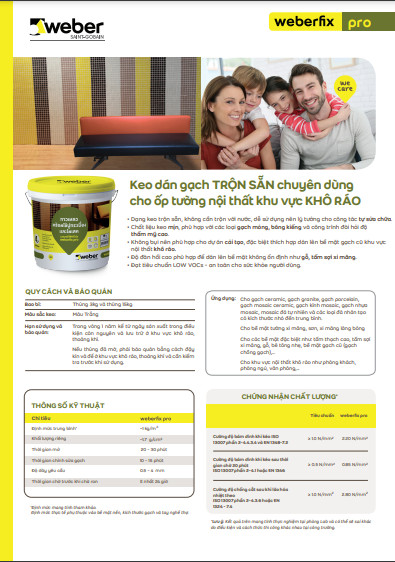 weberfix pro: Keo dán gạch TRỘN SẴN KHÔ RÁO