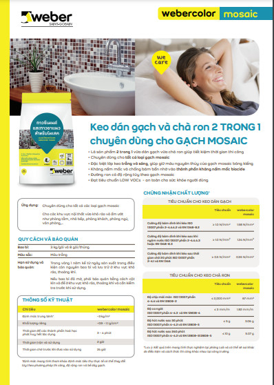 webercolor mosaic: Keo dán gạch và chà ron 2 TRONG 1 chuyên dùng cho GẠCH MOSAIC