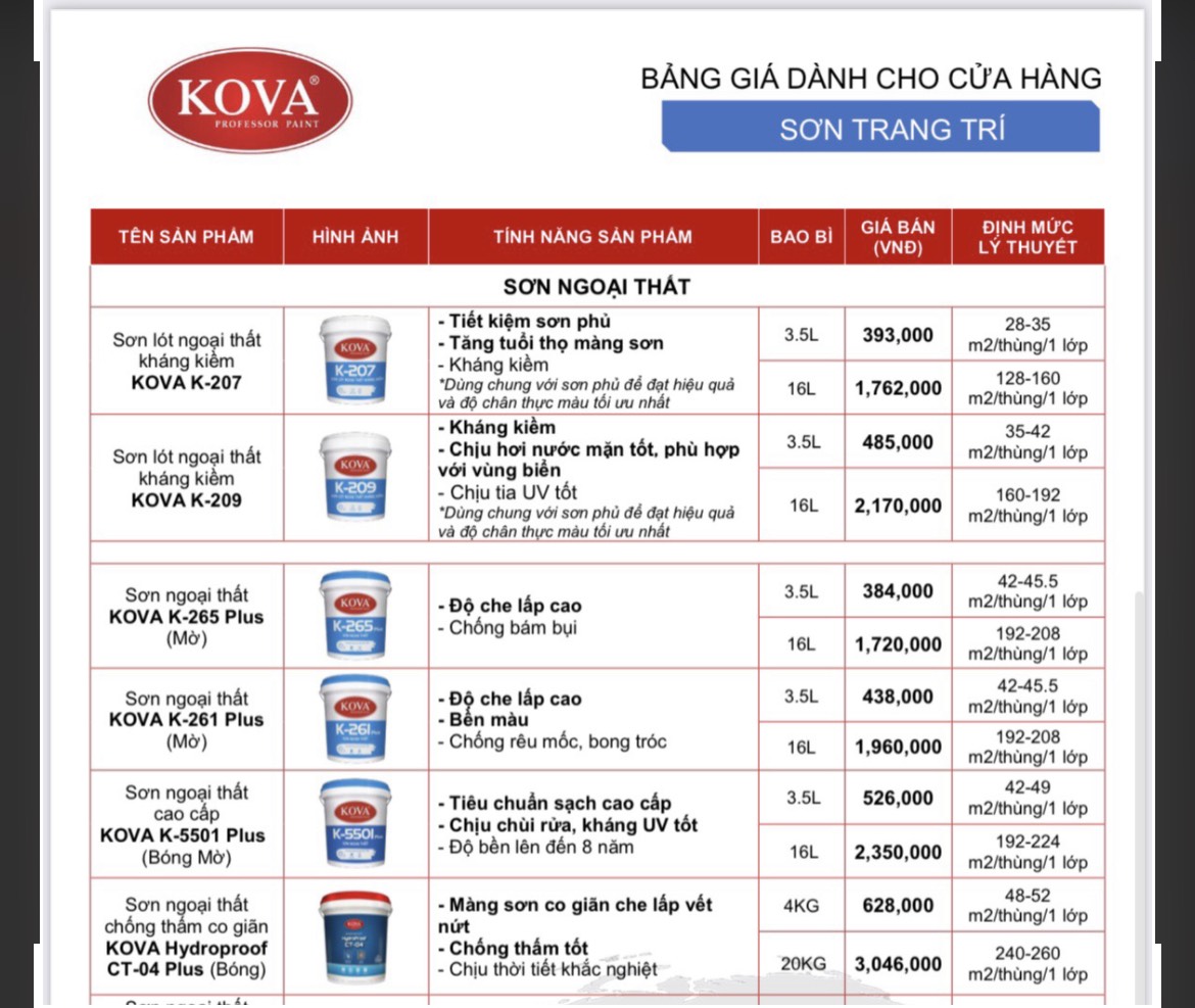 Sơn Lót Ngoại Thất Kova K-209 Kháng Kiềm