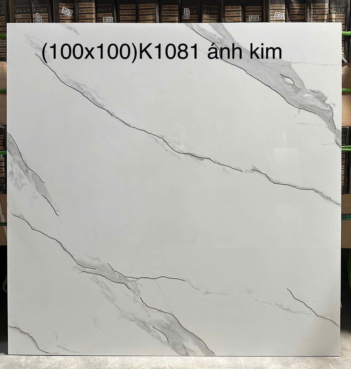 GẠCH 1MX1M TRẮNG VÂN ĐÁ KHẮC KIM K1081