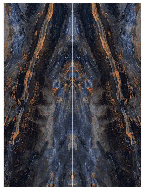 Gạch Đá Nung Kết 1200x3200mm Màu Đen Đối Xứng Vân Đá